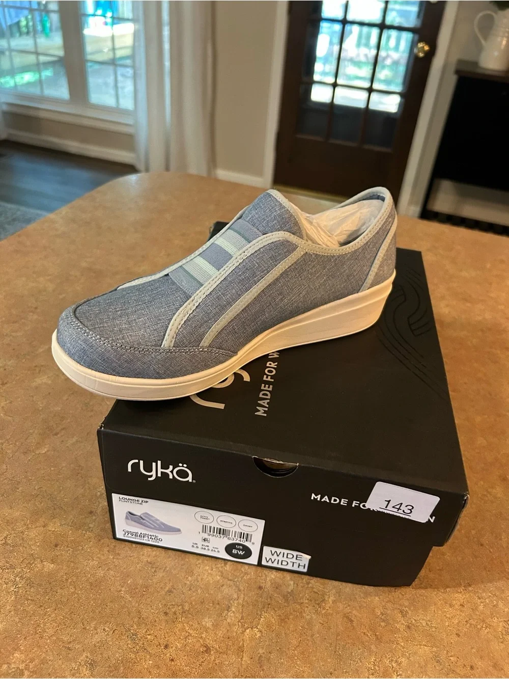 Ryka Light Blue Slip-On Athletic Shoe with White Sole